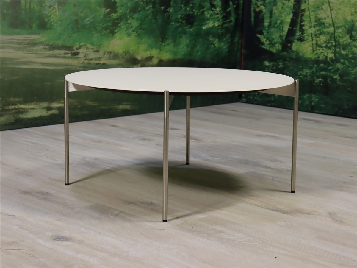 Venjakob  4947 RIO  Diam 82 Couchtisch Edelstahl  Glas Rio optiwhite magnolie  ESG   * Hausmesse