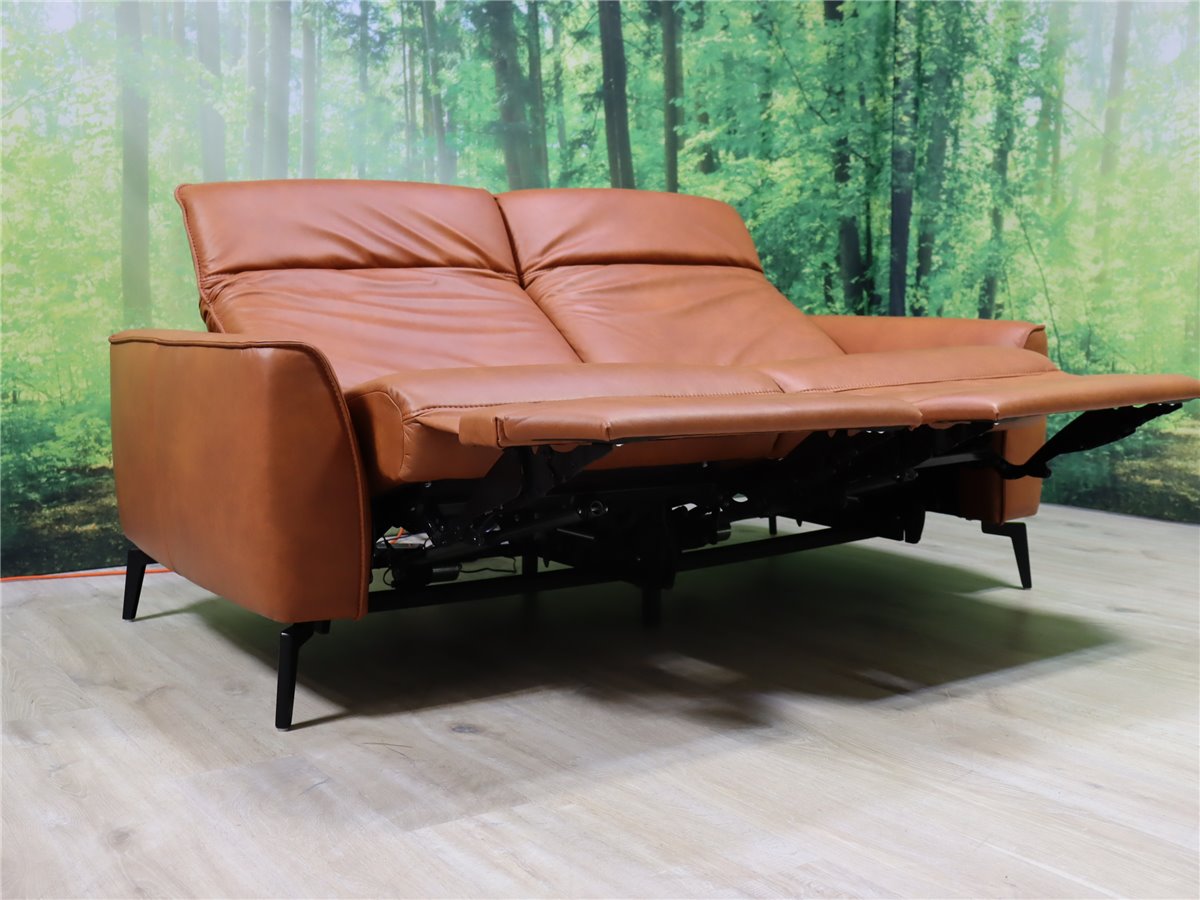 Hukla PC 23005  Sofa 190 2 x Vollrelaxbeschlag elektr wallfree  Leder Cloudy cognac  *Kundenstorno