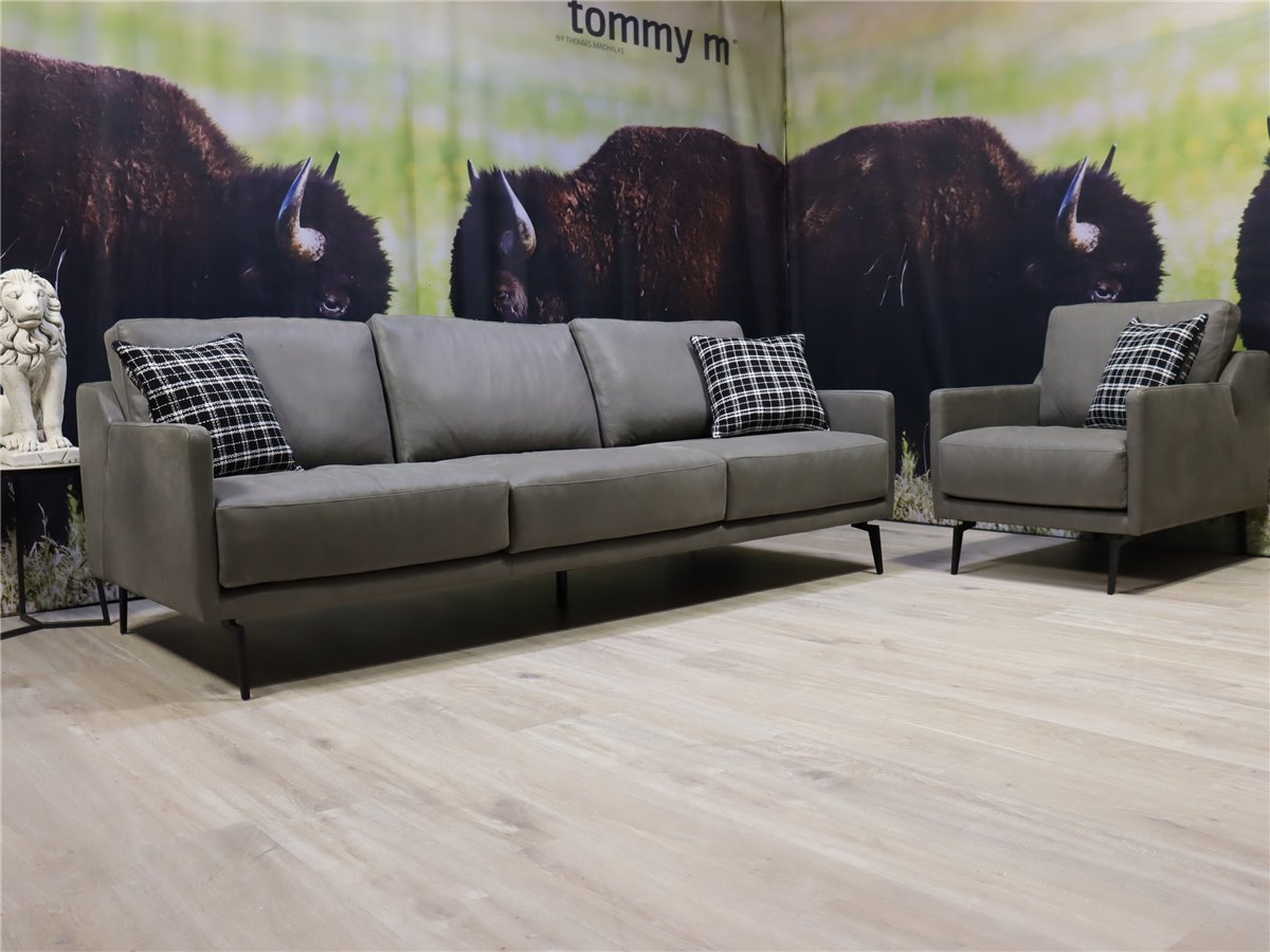 Tommy M TIFFANY  Sofa Sessel Kombination Leder Monterey grey  *Kundenstorno 