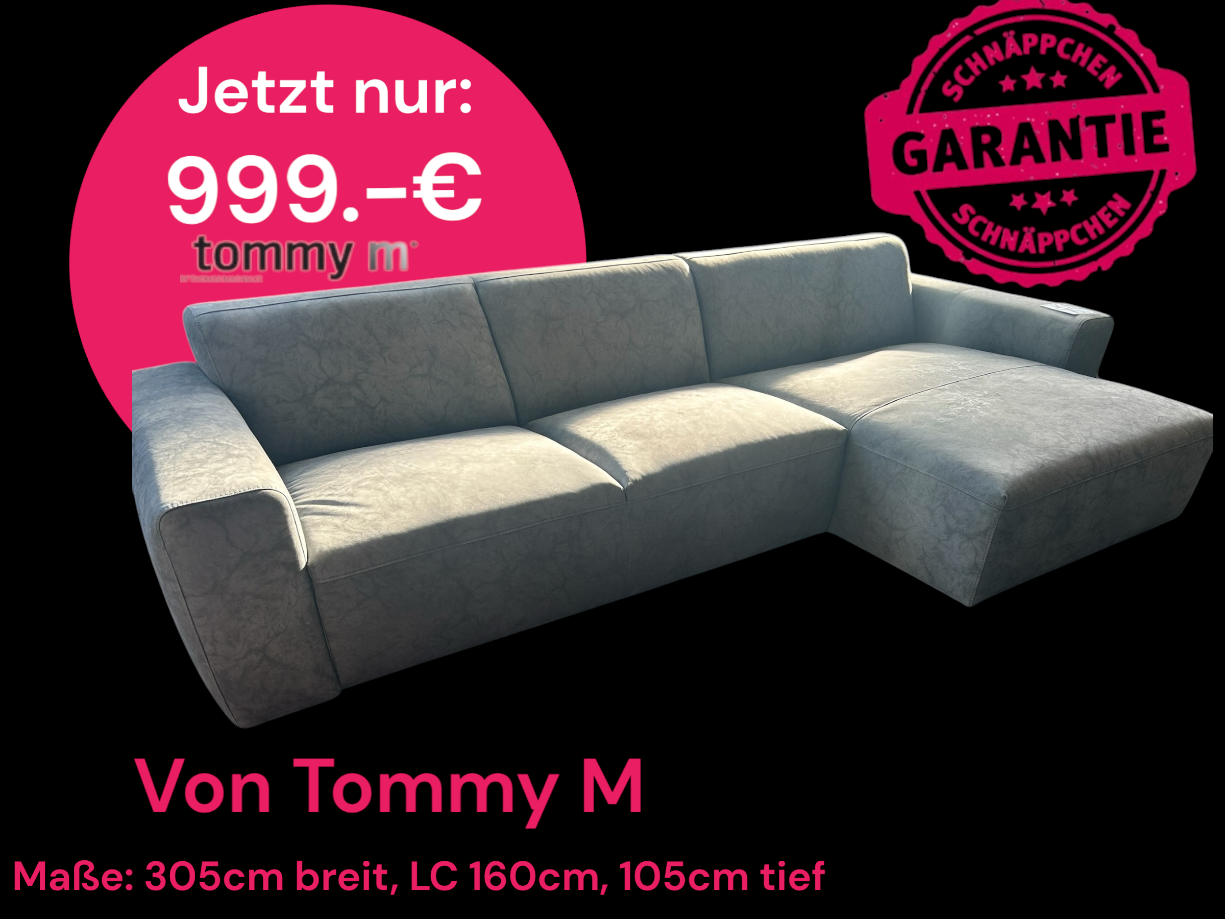 Designer-Sofa Tommy M Modell Valeo in Grau