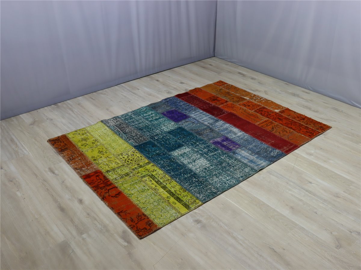 W. Schillig Thalis Orientteppich Patchwork used look schwächere Farben bunt *Messe