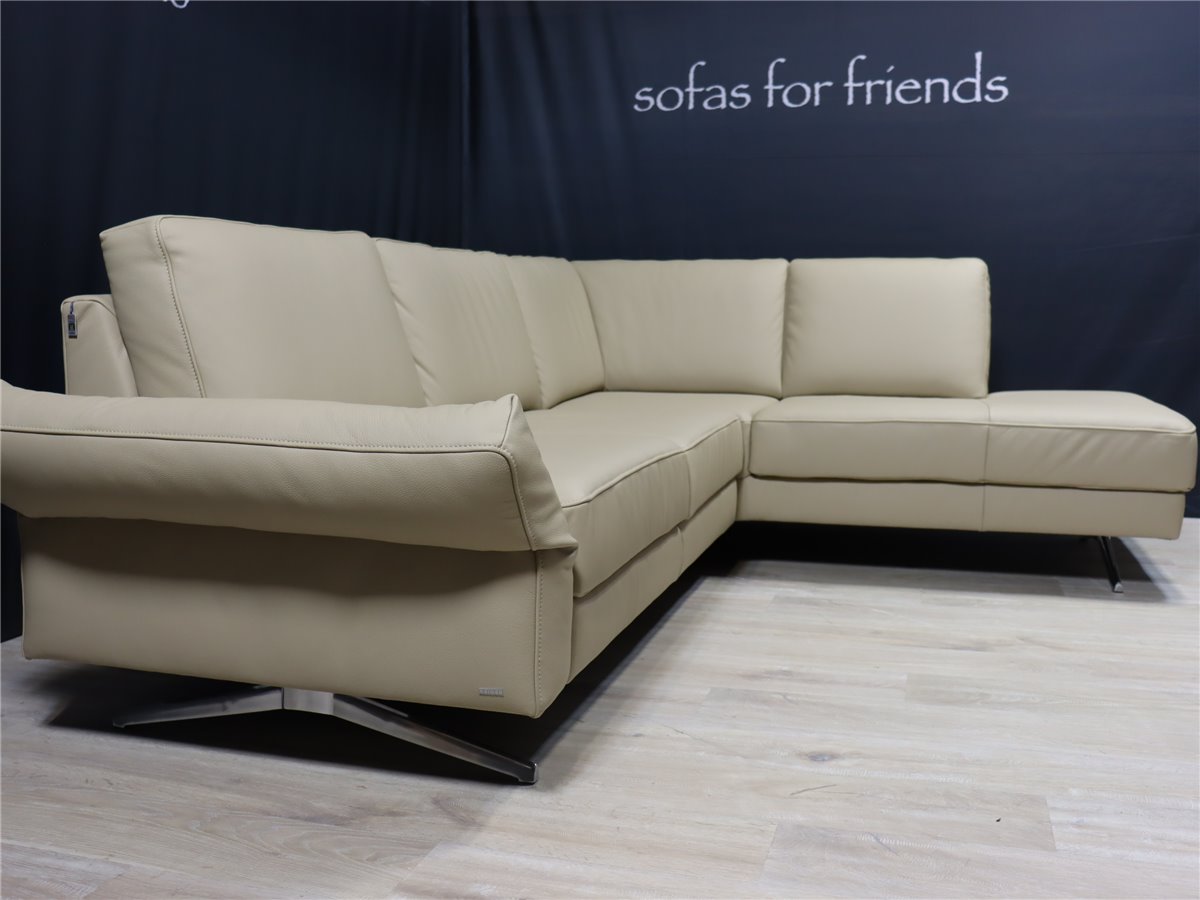 KOINOR UPGRADE   Eckgruppe 2 tlg  270 x 200 cm Klapparmlehne Leder B Bull sabbia  *Kundenstorno