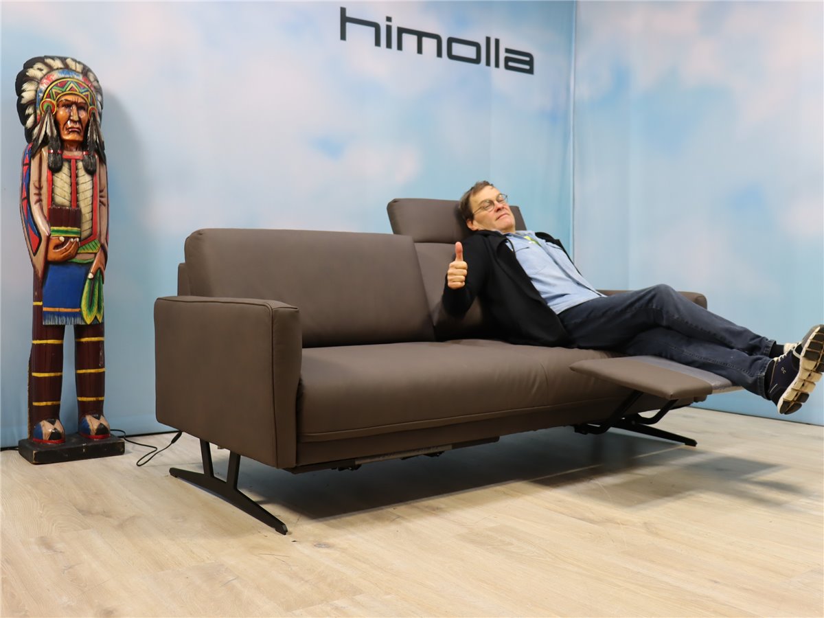 Himolla 1360 NOVA  Sofa 200 cm 2x  elektr Fussst  1 x Kopfstütze Leder 27 Leonessa ebony  *Mustersofa