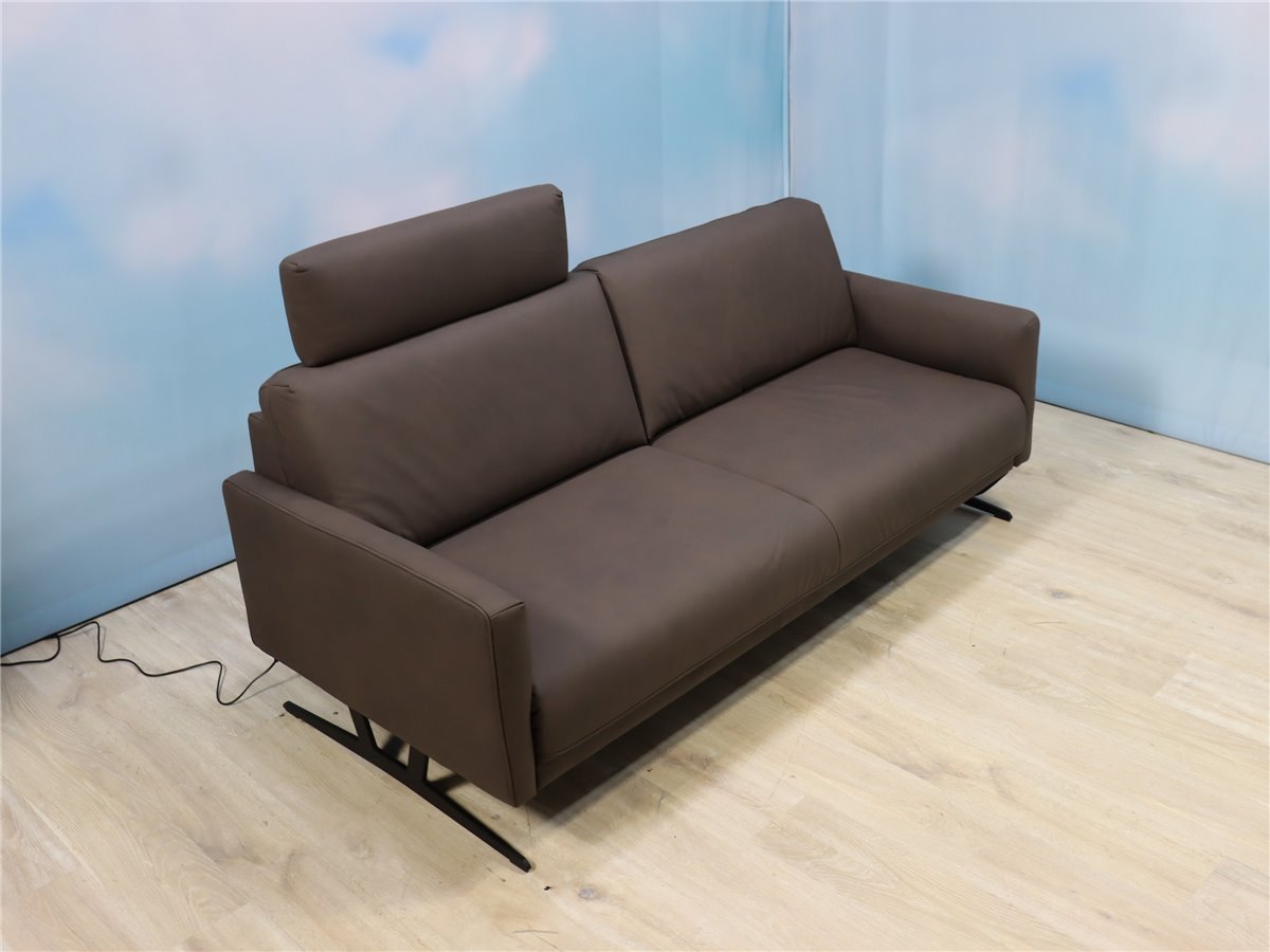 Himolla 1360 NOVA  Sofa 200 cm 2x  elektr Fussst  1 x Kopfstütze Leder 27 Leonessa ebony  *Mustersofa