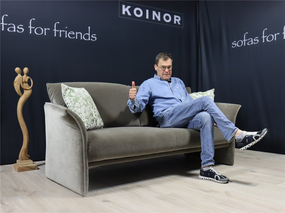 Koinor  Fonda Focus  Sofa 200 cm  Samtvelours 20 C 26 stone   *Ausstellung