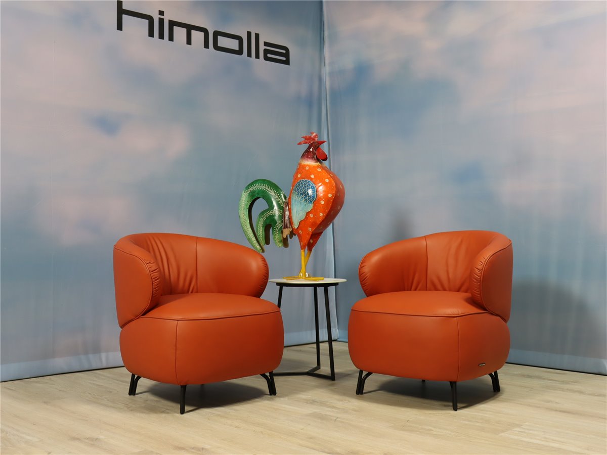 Himolla  7191 Set aus 2x Clubsessel klein  Leder 24 Longlife orange    Fotomuster