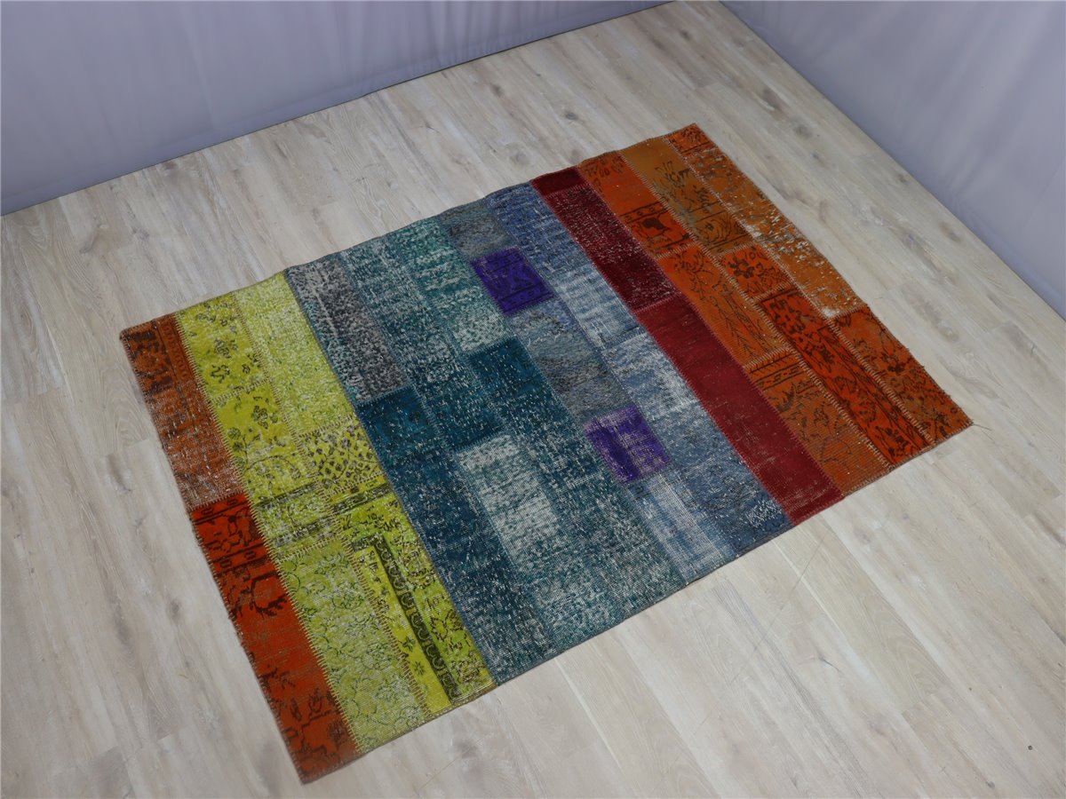 W. Schillig Thalis Orientteppich Patchwork used look schwächere Farben bunt *Messe