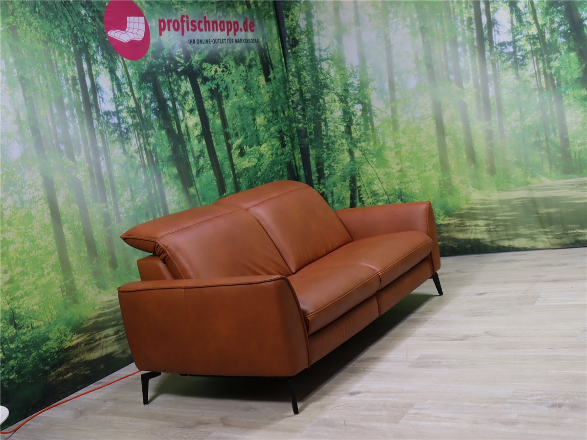 Hukla PC 23005  Sofa 190 2 x Vollrelaxbeschlag elektr wallfree  Leder Cloudy cognac  *Kundenstorno