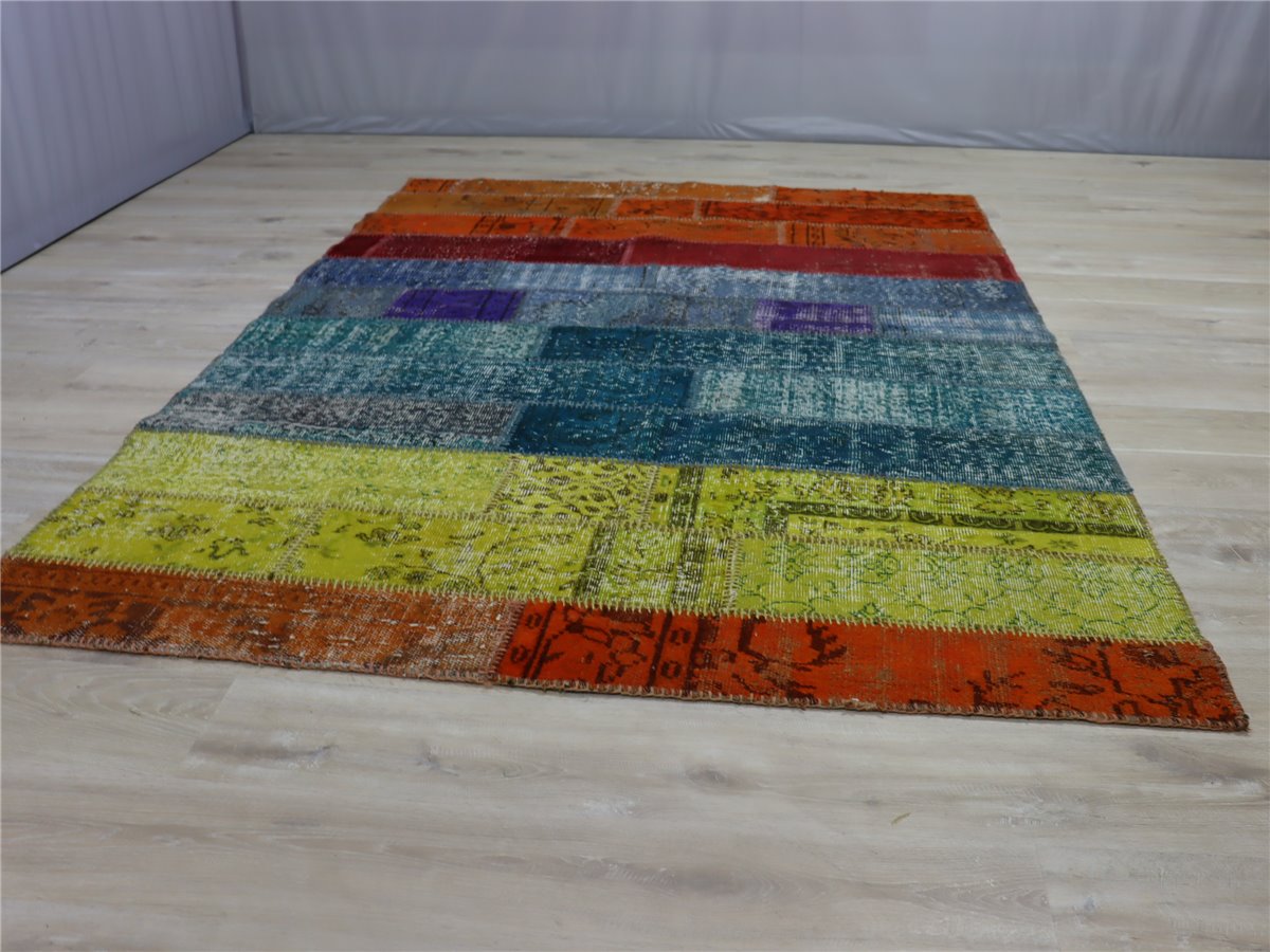 W. Schillig Thalis Orientteppich Patchwork used look schwächere Farben bunt *Messe