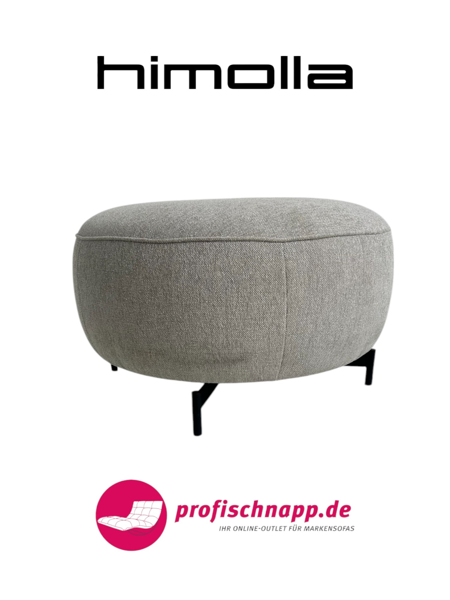 Himolla 8170 Hocker für Joop! – Rund (Ø 80 cm), Schwarze Füße, Stoff Jasmin – Eleganter Polsterhocker