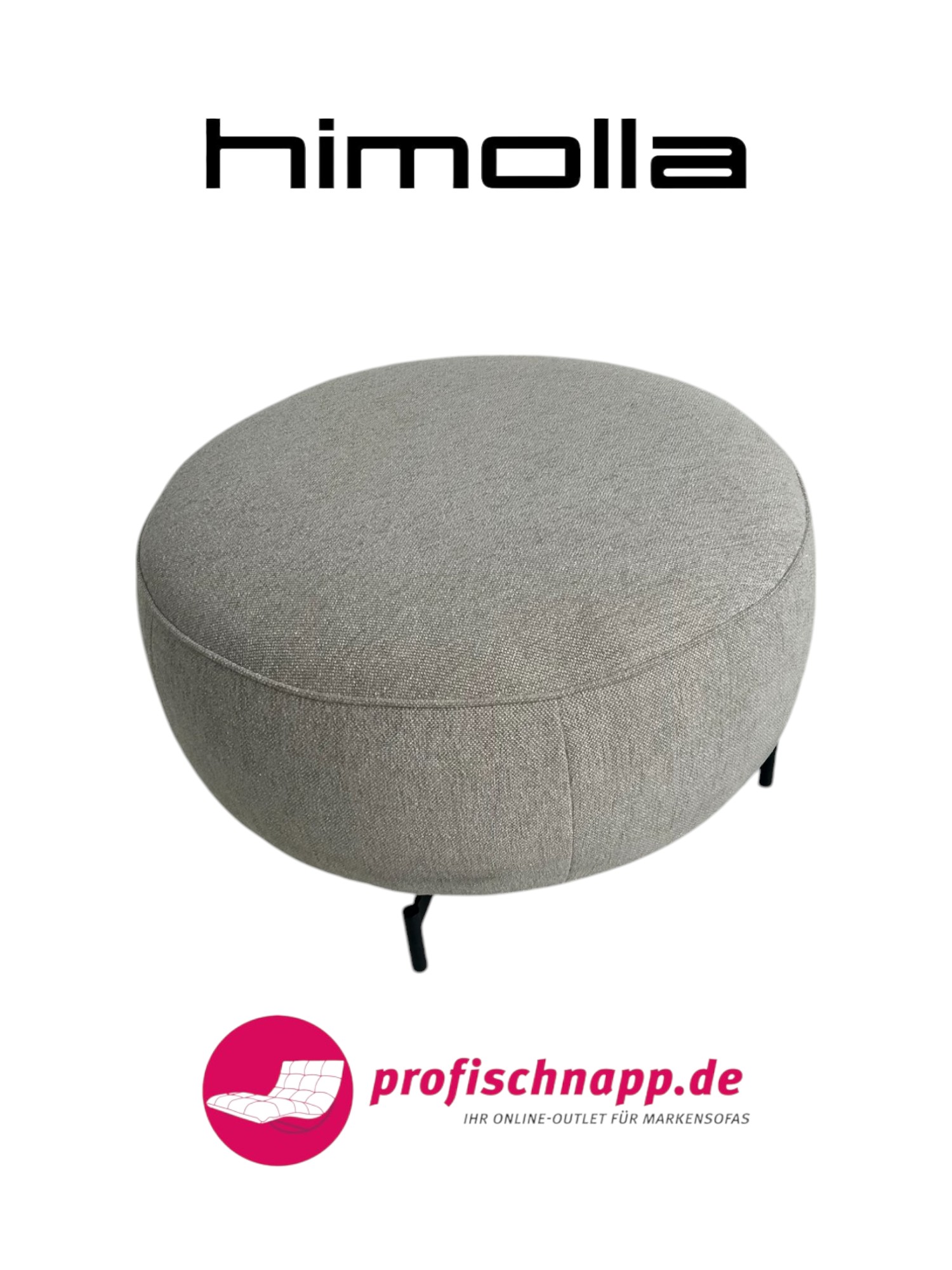 Himolla 8170 Hocker für Joop! – Rund (Ø 80 cm), Schwarze Füße, Stoff Jasmin – Eleganter Polsterhocker