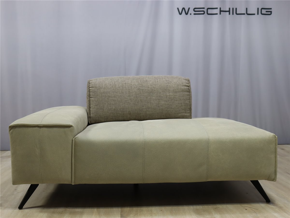 W.SCHILLIG 16551 Chaselongue 150 cm  Sitztiefenverst 1 Armteil  Leder Z85 21 Rücken stoff *Mustersofa