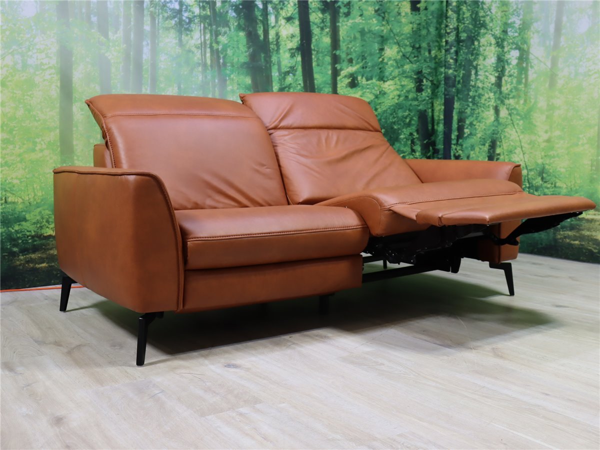 Hukla PC 23005  Sofa 190 2 x Vollrelaxbeschlag elektr wallfree  Leder Cloudy cognac  *Kundenstorno