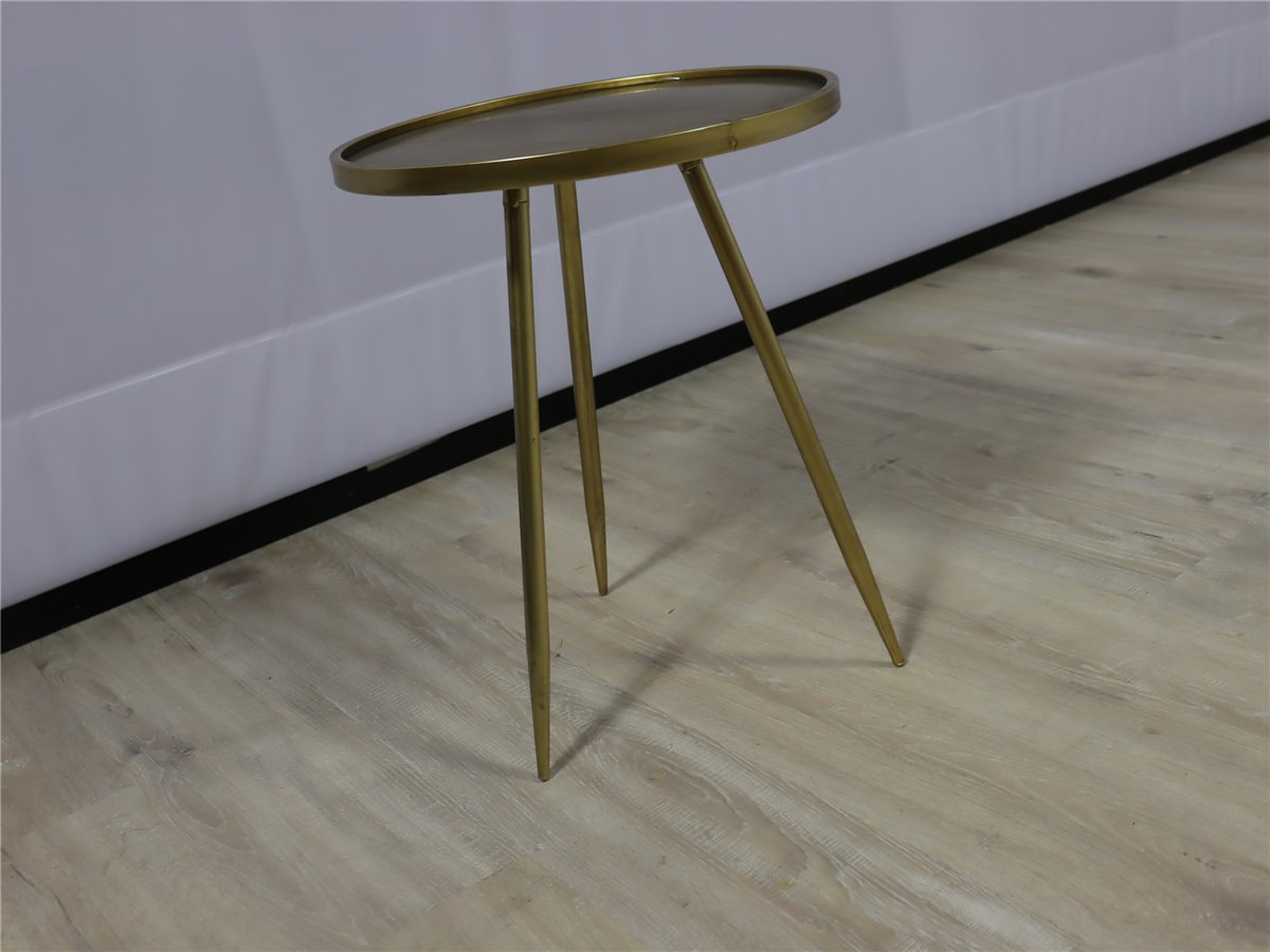 Trends Trade ENVIRA   Beistelltisch 40 cm rund  3 Fuesse  gold   *Mustertisch