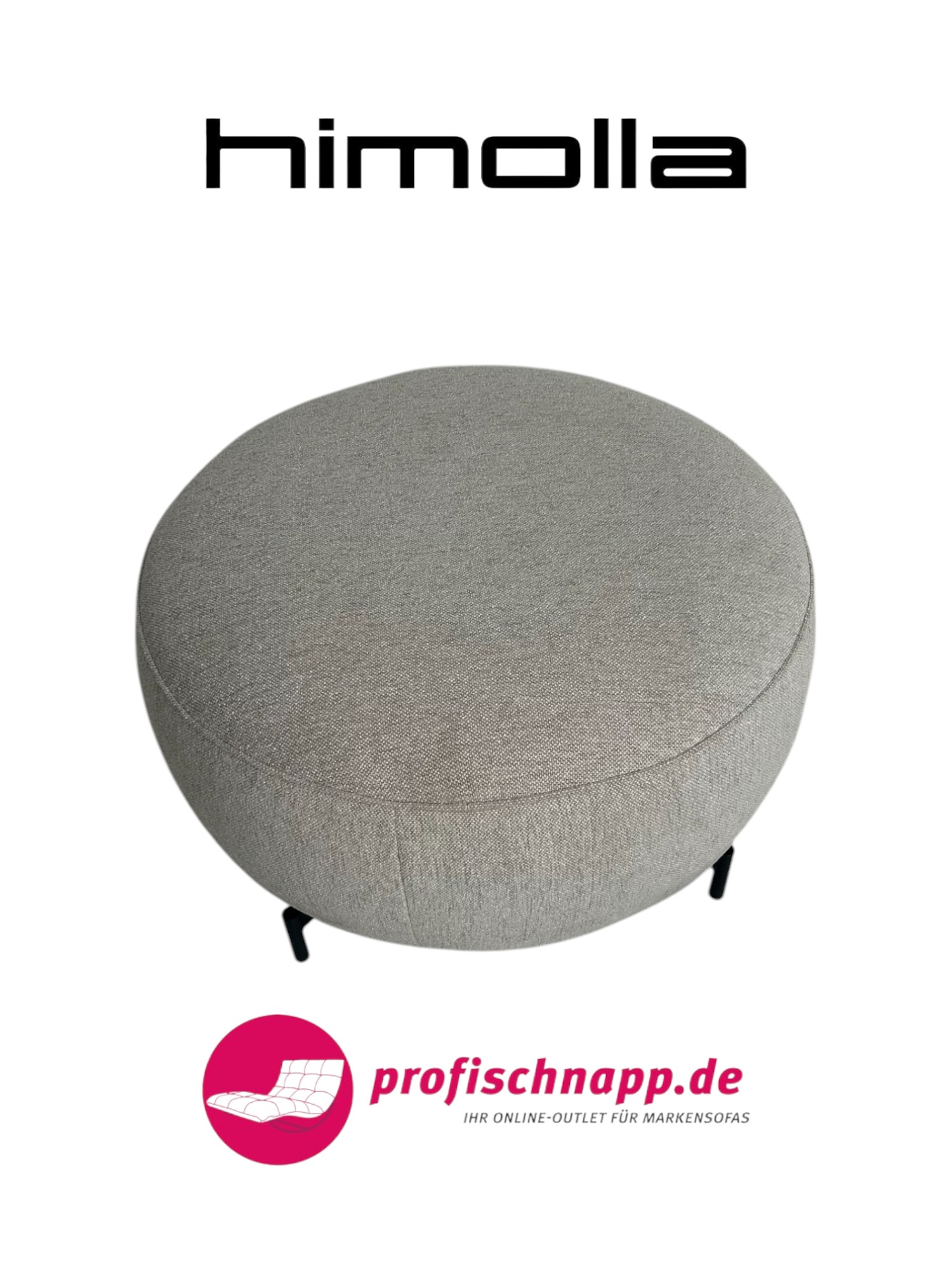 Himolla 8170 Hocker für Joop! – Rund (Ø 80 cm), Schwarze Füße, Stoff Jasmin – Eleganter Polsterhocker