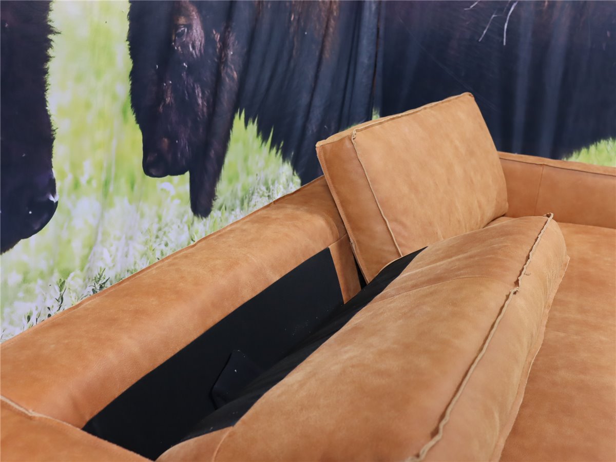 Tommy M   BUSTER  Sofa 200 cm offene Ziernähte Leder Desert tobacco Machalke  *Kundenstorno