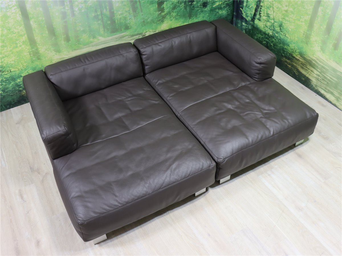 KW LOFT 7490 Longesofa  2tlg echter Lederbezug Bronco 78 dklbraun  *Hausausstellung