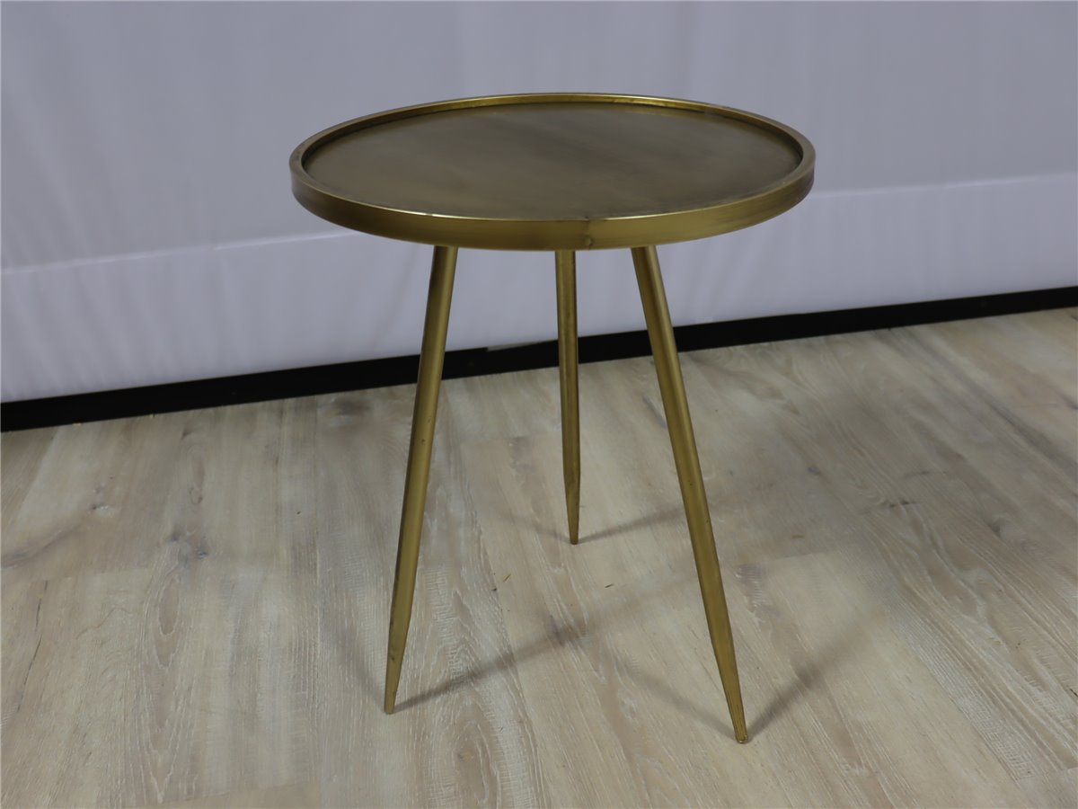 Trends Trade ENVIRA   Beistelltisch 40 cm rund  3 Fuesse  gold   *Mustertisch