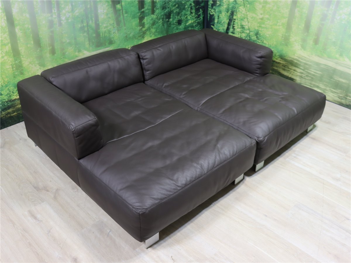 KW LOFT 7490 Longesofa  2tlg echter Lederbezug Bronco 78 dklbraun  *Hausausstellung