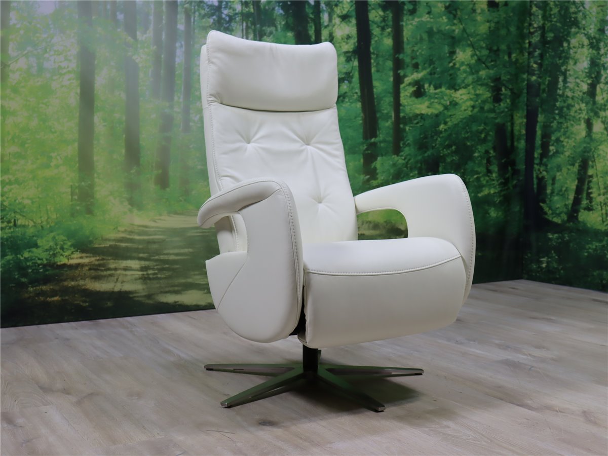 HUKLA  RS 17021 PN Relaxsessel manuell 3-fach Med  Leder Vivre white  *Messestück