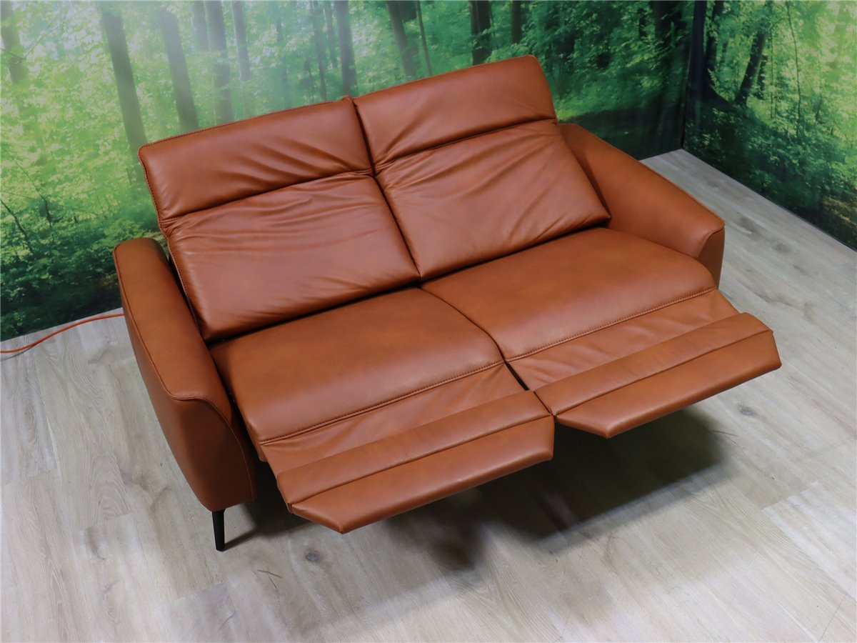 Hukla PC 23005  Sofa 190 2 x Vollrelaxbeschlag elektr wallfree  Leder Cloudy cognac  *Kundenstorno