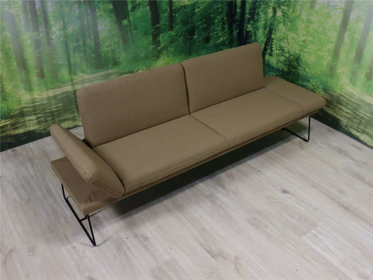 KW silaxx  4289 Solobank 228 cm Metalll filigran schwarz Armteilverst Webstoff beige braun meliert *Muster